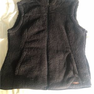 Womens Free Country Black Zip up Fleece Vest Sz Large